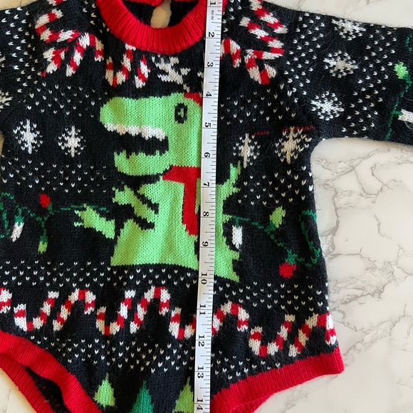 Super Soft Babies Kids Ugly Christmas Sweater Dinosaur Onesie, 12 Months - Picture 7 of 7